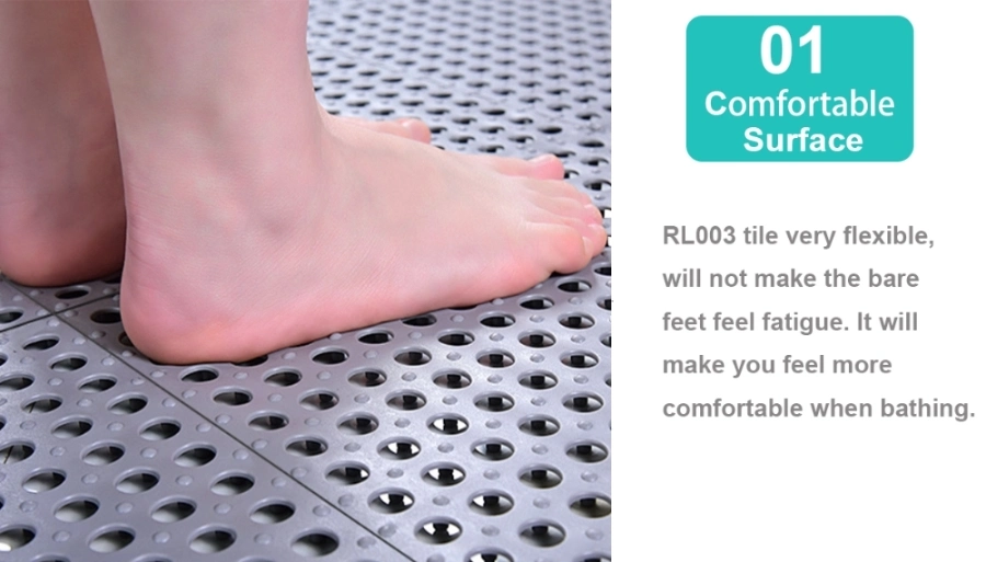 Interlocking Rubber Floor Tiles - Wet Areas Like Pool Shower Locker-Room Bathroom Bath Mat