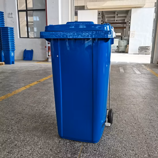 120L/240L exterior público calle hospital médico reciclar Pedal HDPE cubo de basura móvil/basura/Wheelie/residuos/basura cubo de basura de plástico