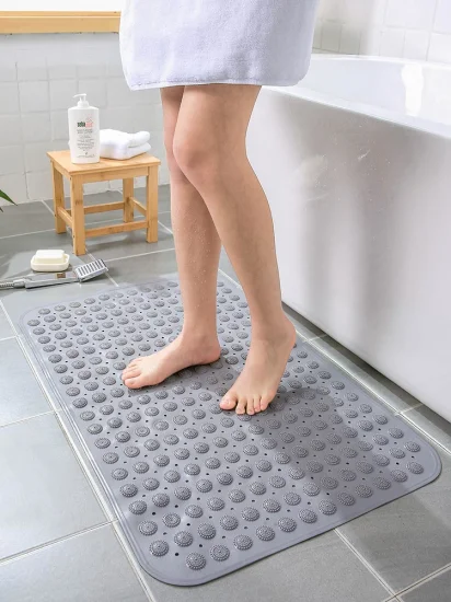 Estera de baño antideslizante del masaje de la ducha de la alfombra del cuarto de baño del agujero de drenaje del resbalón del PVC TPE