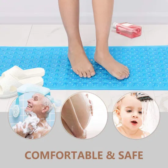 Alfombrilla antideslizante extralarga para bañera de bebé, de PVC, con succión para baño